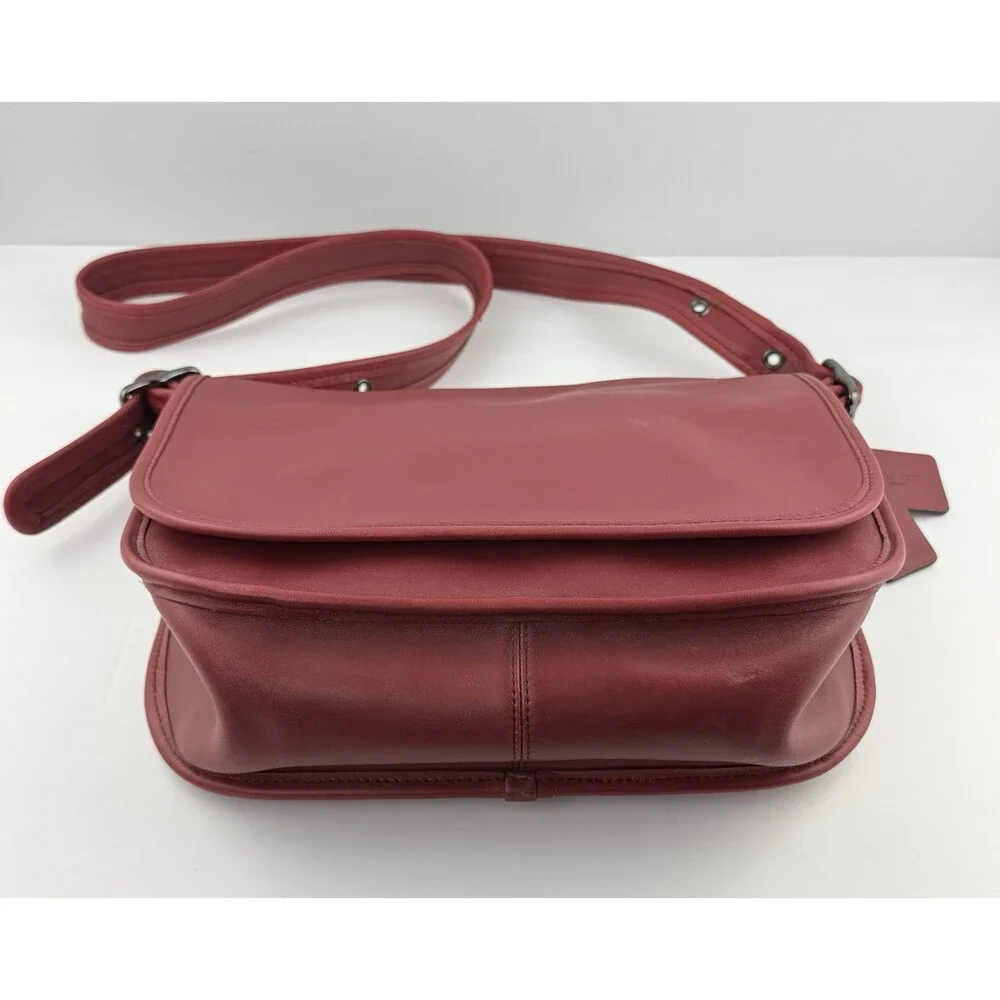 Coach 75th Anniversary 9170 Pouch Saddle Bag Dark Red Leather Flap